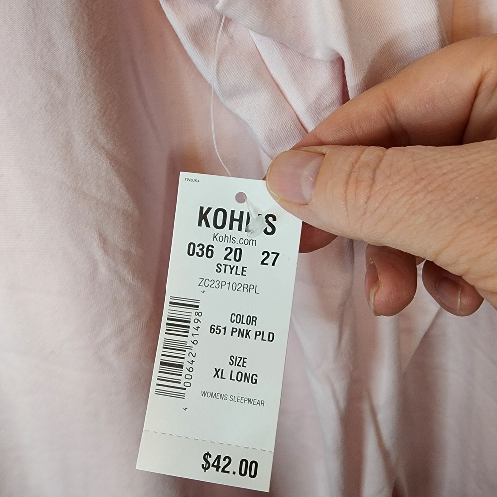 New Croft Barrow Womens Lounge Sleep Shirt Top Long Sleeve Pink Size XL Long - Picture 3 of 7